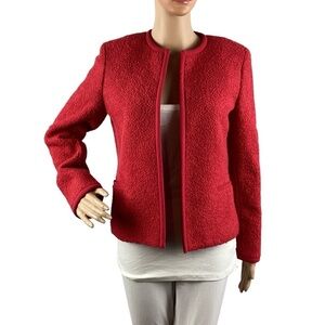 Jones New York Signature Wool Blend Boucle Jacket Size 4 Red